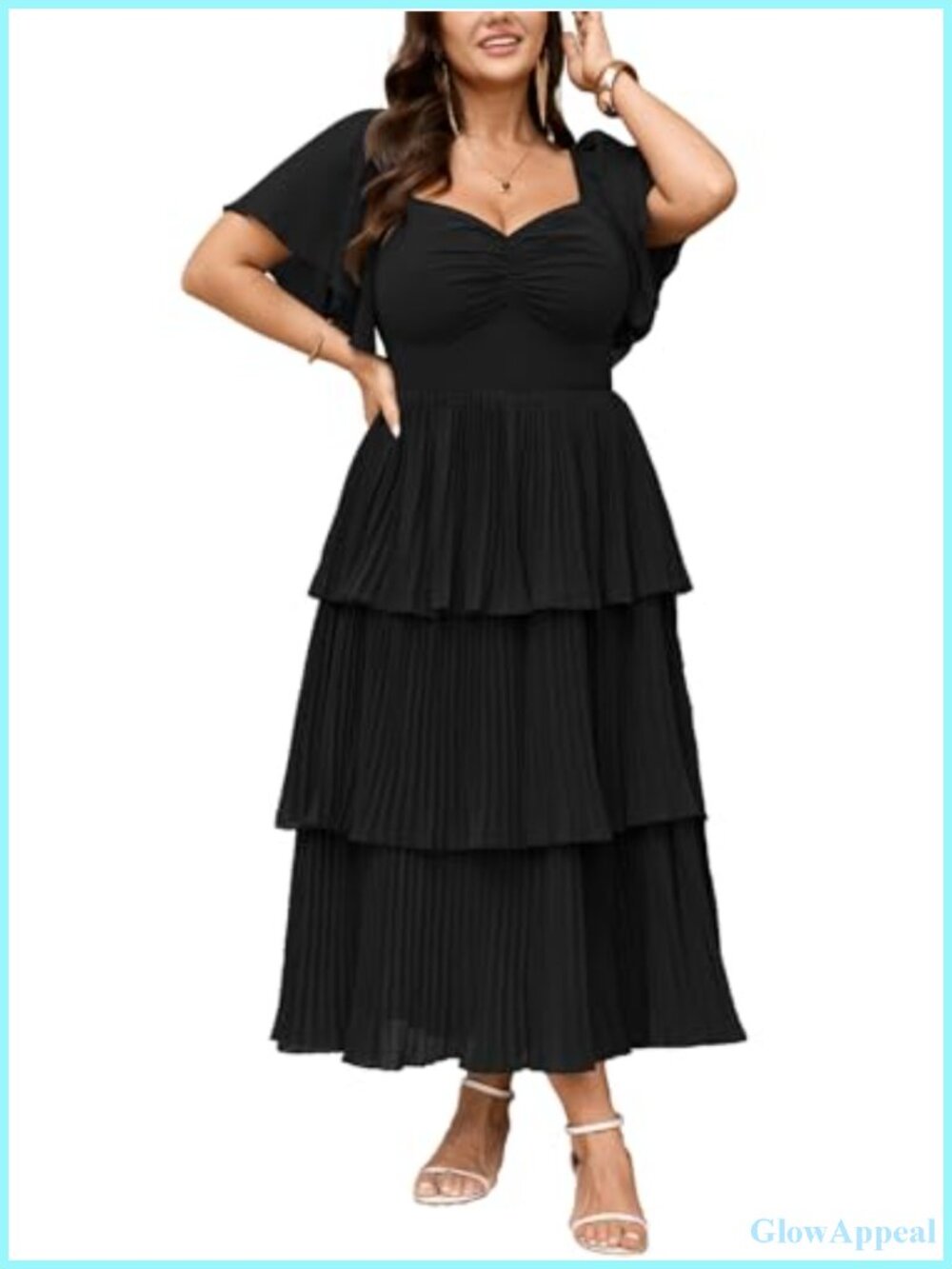 Plus Size Formal Maxi Dress Sweetheart Neck Ruched Bust Chiffon